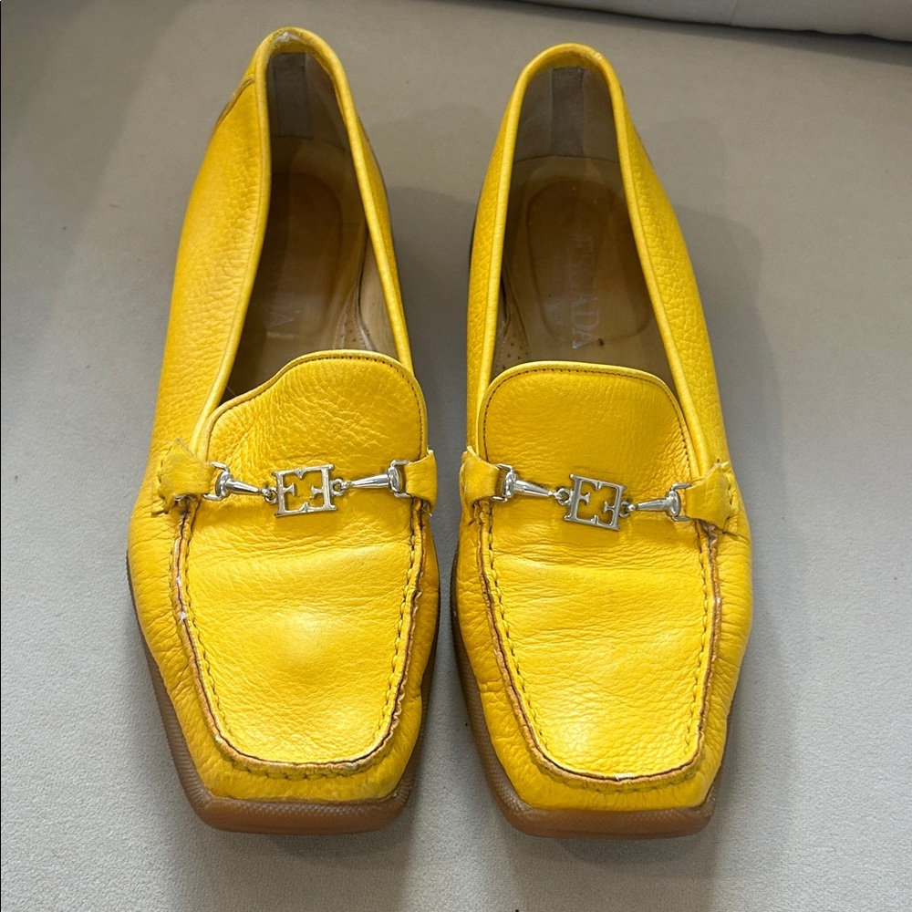 Escada Yellow Leather Loafers